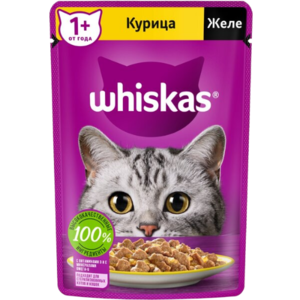 Влажный корм Whiskas для кошек, желе с курицей по 75 г